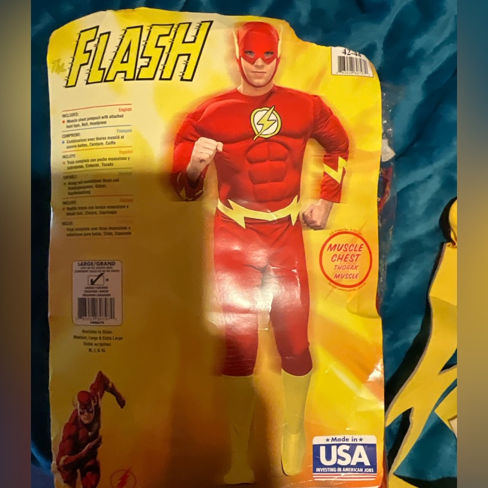 Mens  Flash Costume - Red and Yellow sz large 42-44 new read description NEW